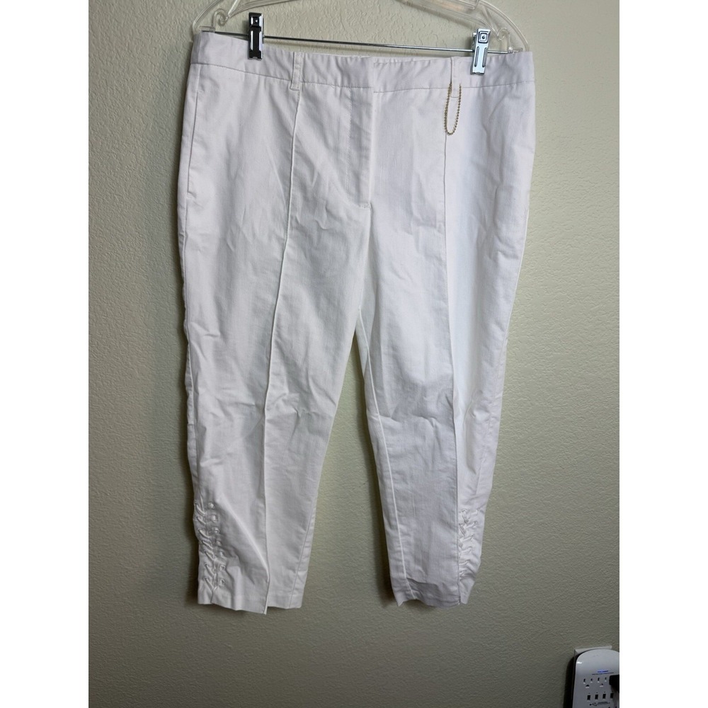 Zac & Rachel Size 12 White Women's Pant Capri‎ Faux Lace up on the Legs